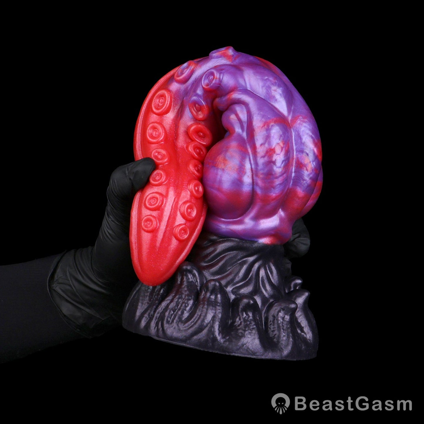 🐙 Crimson Kraken Fantasy Tentacle Dildo — Multi-Lobe & Suckers - BeastGasm