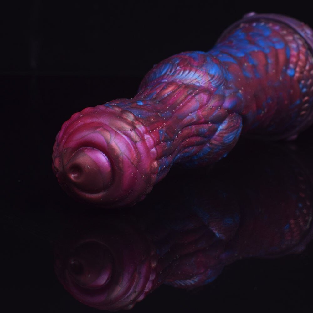 😈 Double - Ended Ribbed Monster Dildo – Platinum Silicone Pleasure - BeastGasm