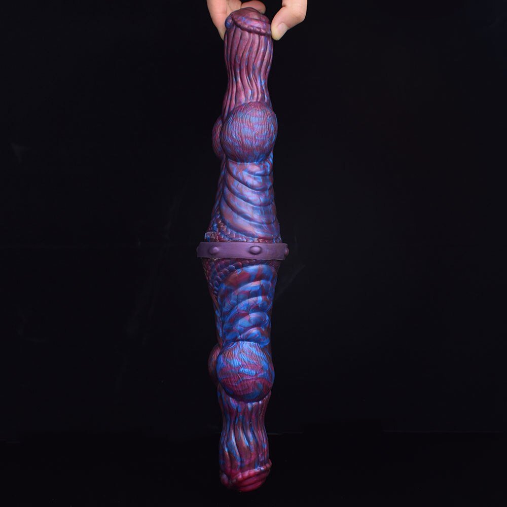 😈 Double - Ended Ribbed Monster Dildo – Platinum Silicone Pleasure - BeastGasm