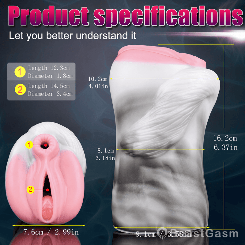 Draft Pony Horse Stroker – Dual - Entry Platinum Silicone Masturbator - BeastGasm