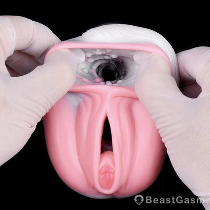 Draft Pony Horse Stroker – Dual - Entry Platinum Silicone Masturbator - BeastGasm