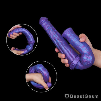 🐍 Dual-End Fantasy Knot Dildo Liquid Silicone Beast Dong - BeastGasm