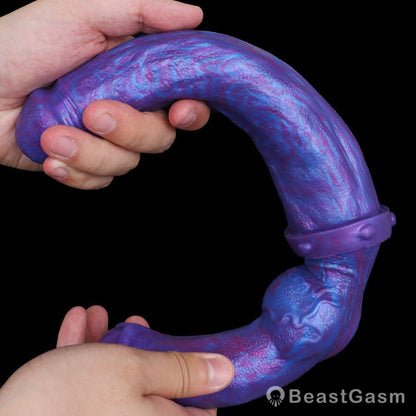 🐍 Dual-End Fantasy Knot Dildo Liquid Silicone Beast Dong - BeastGasm