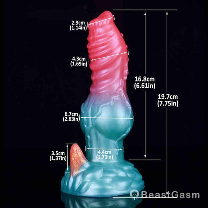 👾 Elyrius Monster Dog Dildo – 7.75” Alien Fantasy with G - Spot Horn - BeastGasm