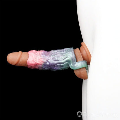 Fantasy Cock Sleeve – Silicone Extender with Dragon & Tentacle Texture 🐉🌀 - BeastGasm