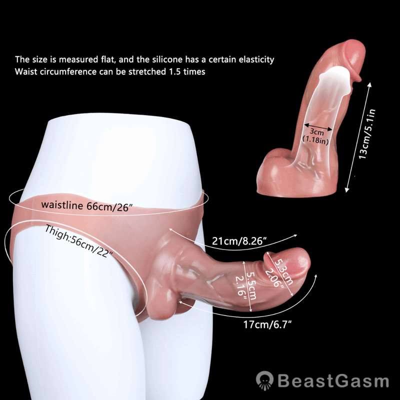 Flesh Pink 6 Inch Dildo Panties – Bikini Style for Intense Play - BeastGasm