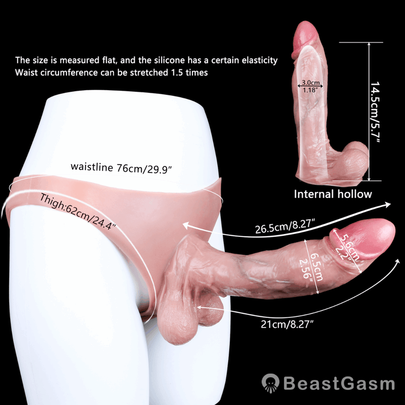 Flesh Pink Dildo Panties – 8 Inch Strap - On Bikini for All Genders - BeastGasm