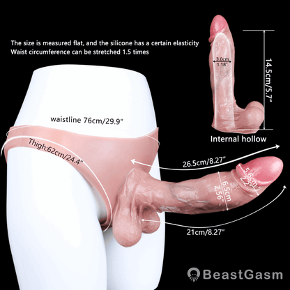 Flesh Pink Dildo Panties – 8 Inch Strap - On Bikini for All Genders - BeastGasm