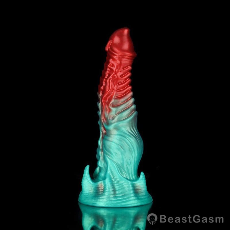 🍏 Ghostly Crimson Red Green Fantasy Dildo - BeastGasm