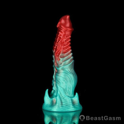 🍏 Ghostly Crimson Red Green Fantasy Dildo - BeastGasm