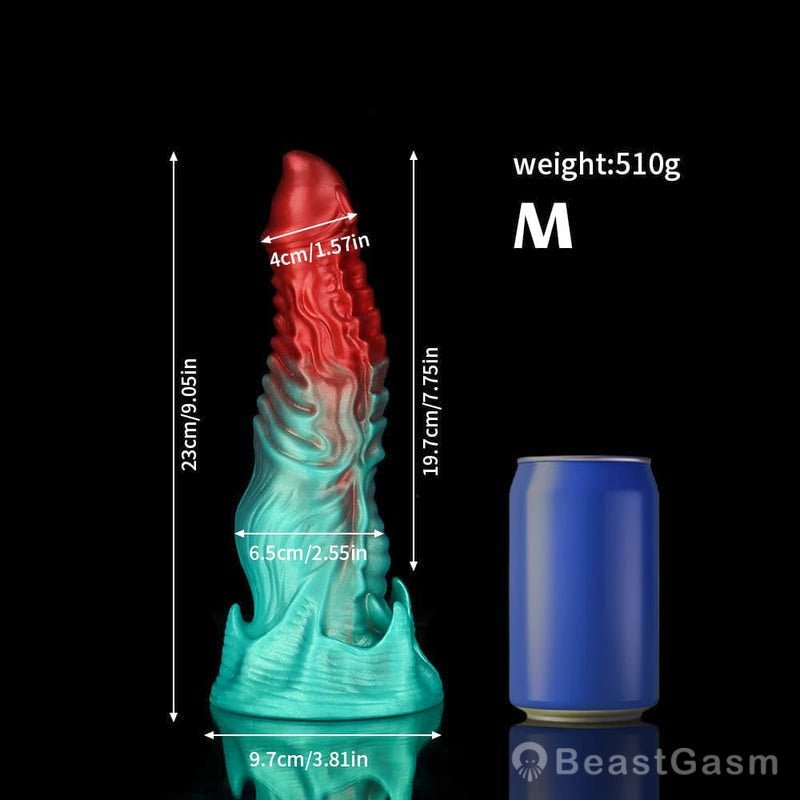 🍏 Ghostly Crimson Red Green Fantasy Dildo - BeastGasm
