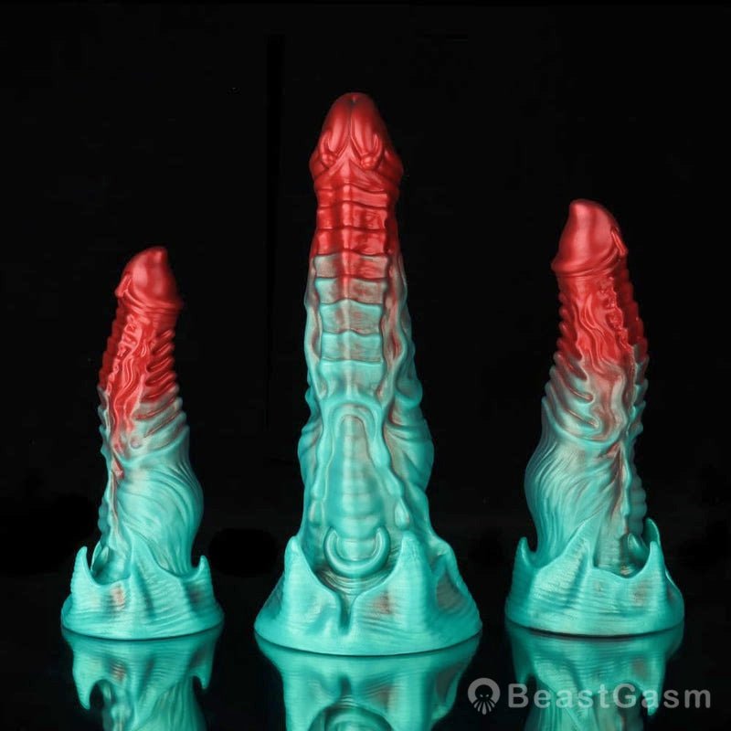 🍏 Ghostly Crimson Red Green Fantasy Dildo - BeastGasm