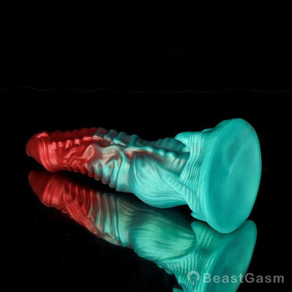 🍏 Ghostly Crimson Red Green Fantasy Dildo - BeastGasm