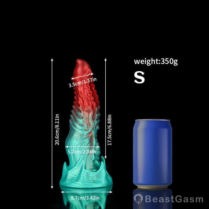 🍏 Ghostly Crimson Red Green Fantasy Dildo - BeastGasm