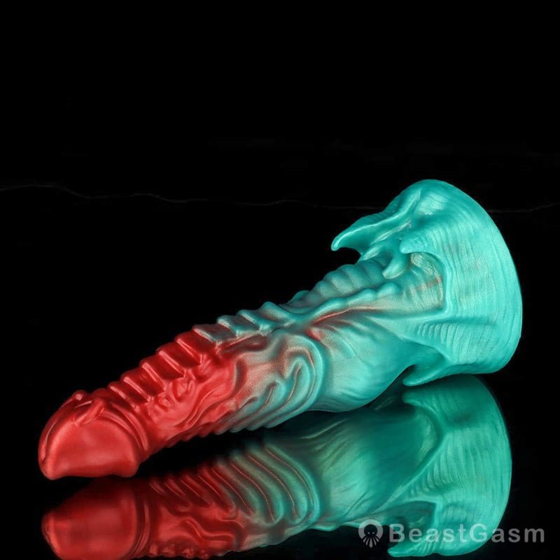 🍏 Ghostly Crimson Red Green Fantasy Dildo - BeastGasm