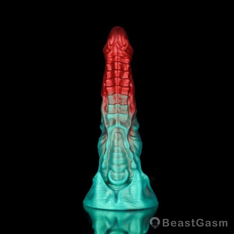 🍏 Ghostly Crimson Red Green Fantasy Dildo - BeastGasm