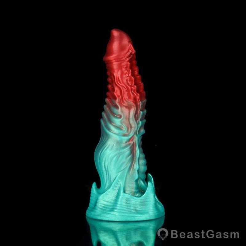 🍏 Ghostly Crimson Red Green Fantasy Dildo - BeastGasm