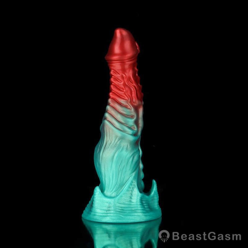 🍏 Ghostly Crimson Red Green Fantasy Dildo - BeastGasm