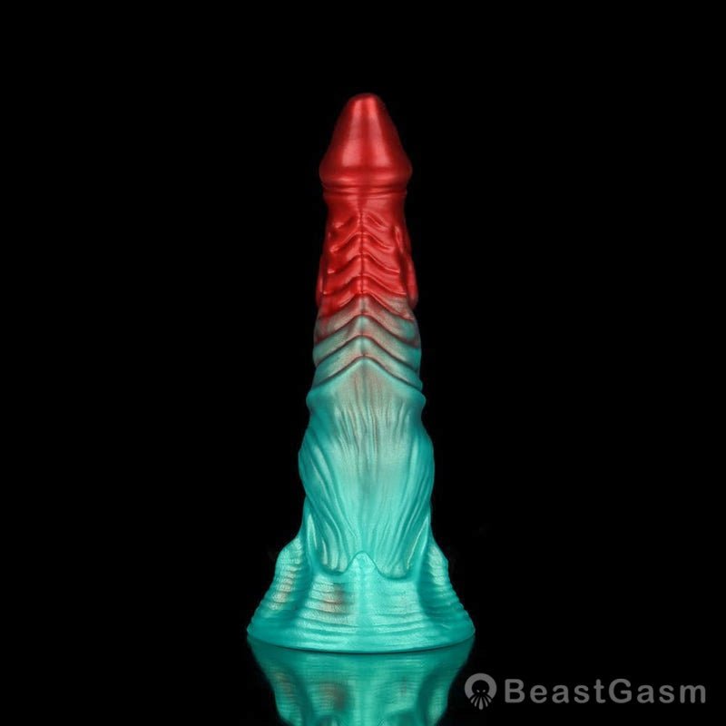 🍏 Ghostly Crimson Red Green Fantasy Dildo - BeastGasm