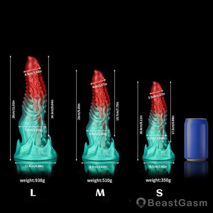 🍏 Ghostly Crimson Red Green Fantasy Dildo - BeastGasm