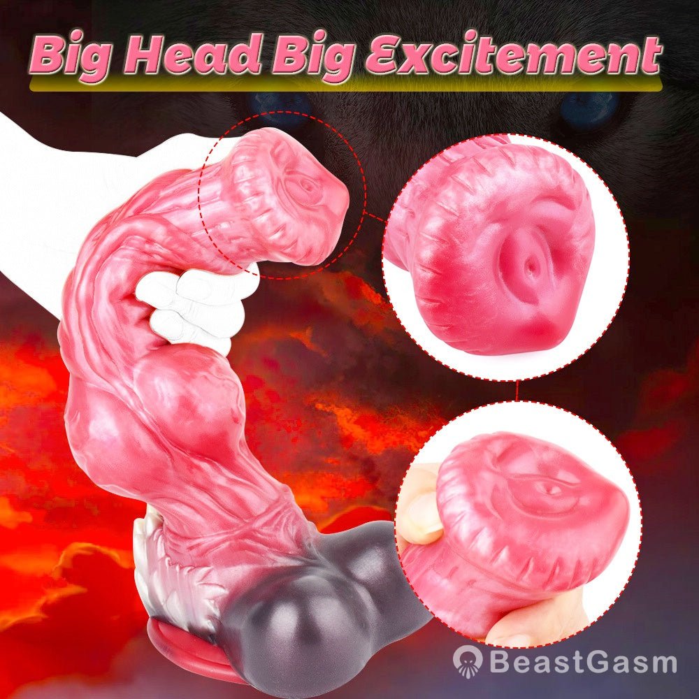 🐺 Giant Werewolf Ribbed Dildo WARG – Fantasy Knot Dildo with Suction Cup - BeastGasm