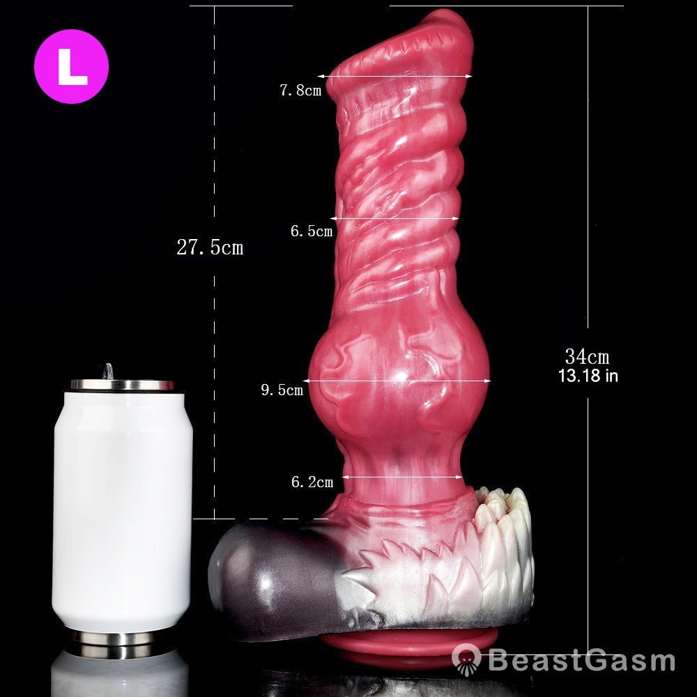 🐺 Giant Werewolf Ribbed Dildo WARG – Fantasy Knot Dildo with Suction Cup - BeastGasm