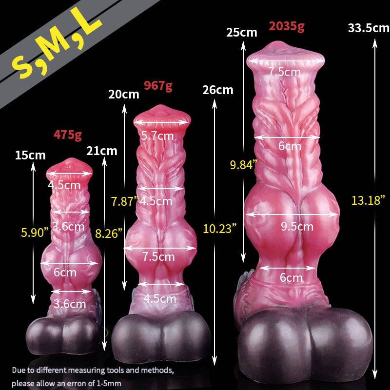 🐺 Giant Werewolf Ribbed Dildo WARG – Fantasy Knot Dildo with Suction Cup - BeastGasm