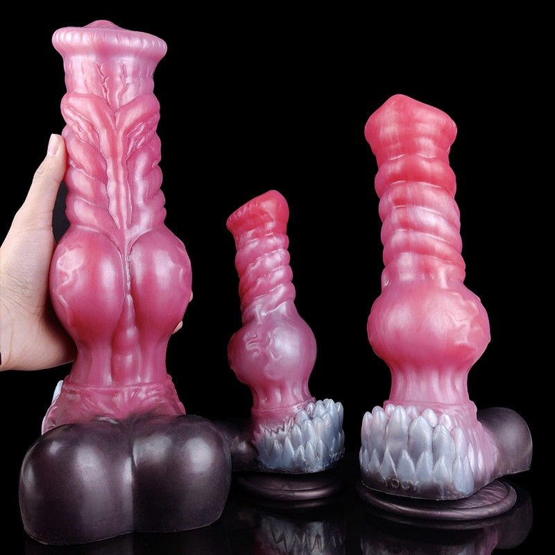 🐺 Giant Werewolf Ribbed Dildo WARG – Fantasy Knot Dildo with Suction Cup - BeastGasm