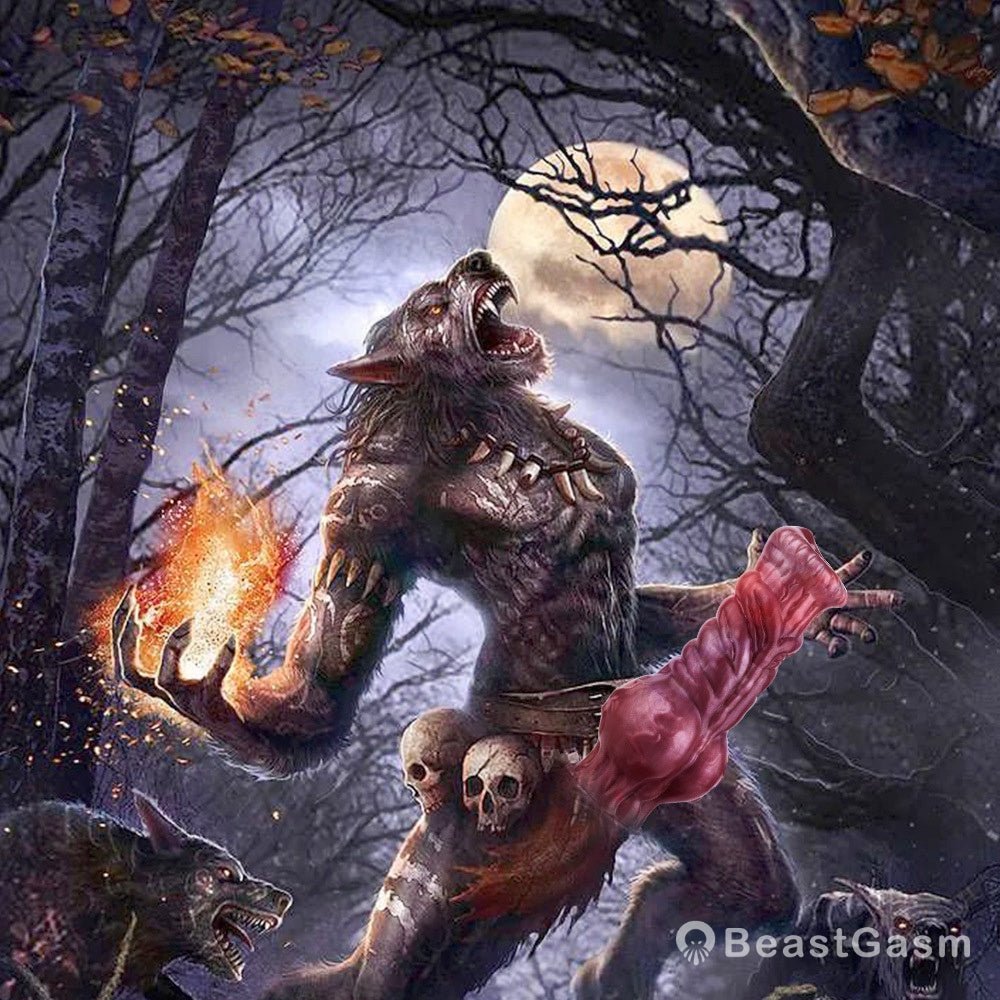🐺 Giant Werewolf Ribbed Dildo WARG – Fantasy Knot Dildo with Suction Cup - BeastGasm