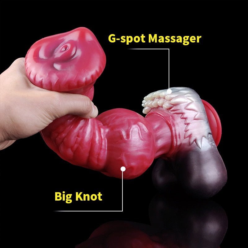 🐺 Giant Werewolf Ribbed Dildo WARG – Fantasy Knot Dildo with Suction Cup - BeastGasm
