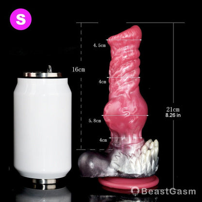 🐺 Giant Werewolf Ribbed Dildo WARG – Fantasy Knot Dildo with Suction Cup - BeastGasm