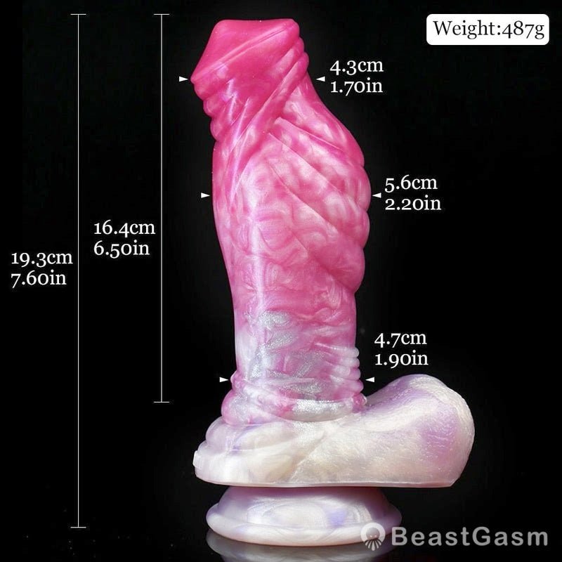 🦄 Hatiel 7.6” Ribbed Unicorn Dildo – Curved, Silicone, Suction Cup - BeastGasm