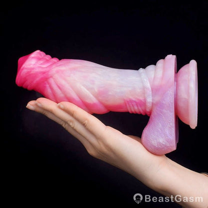 🦄 Hatiel 7.6” Ribbed Unicorn Dildo – Curved, Silicone, Suction Cup - BeastGasm