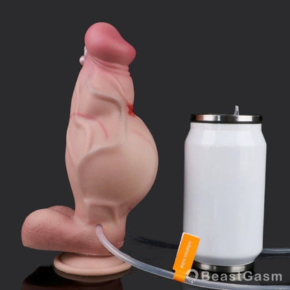 Inflatable Squirting Dildo – 7.5” Champion with Piercings & Texture - BeastGasm
