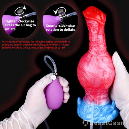 Karkadann Inflatable Ejaculating Dildo – Legendary Stretch & Squirt - BeastGasm