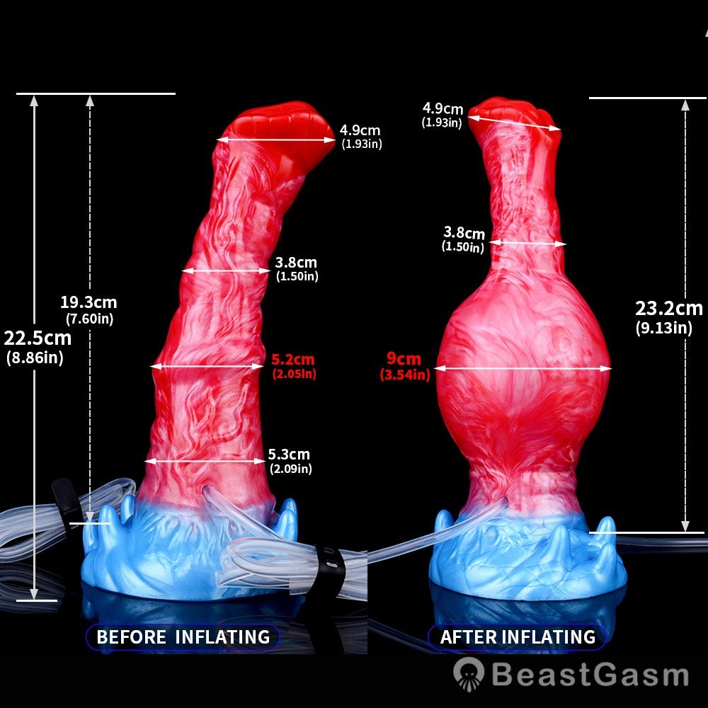 Karkadann Inflatable Ejaculating Dildo – Legendary Stretch & Squirt - BeastGasm