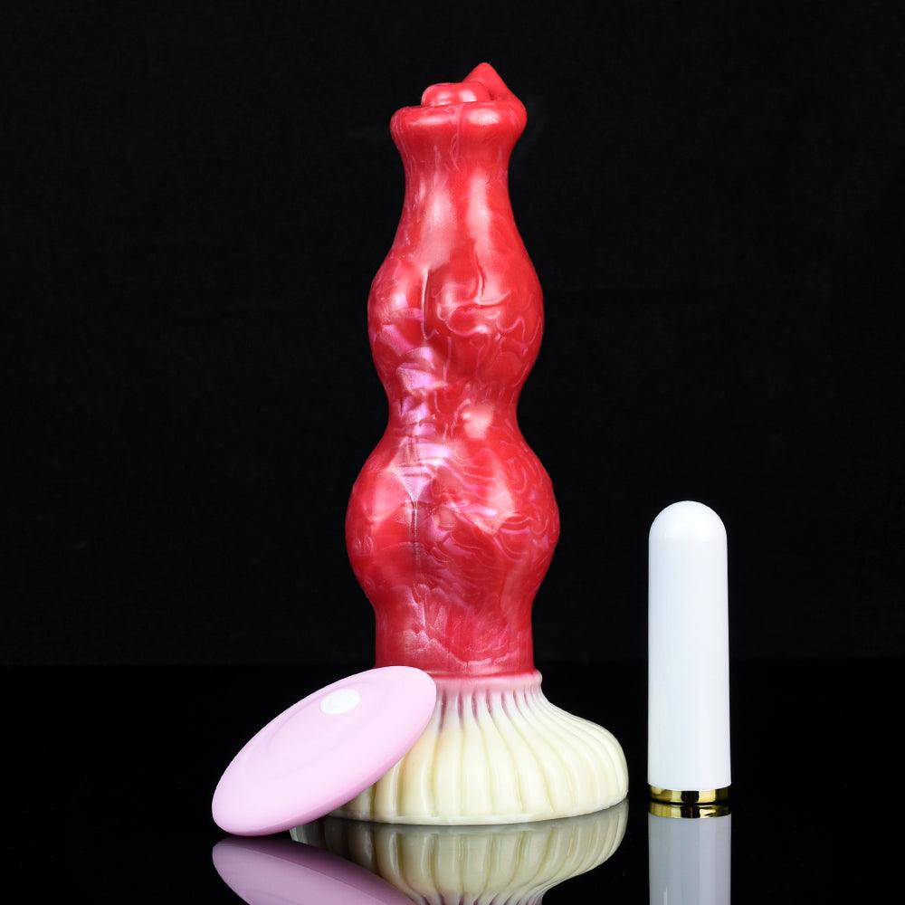🐶Knotted Dog Vibrator – 7.87” Fantasy Dildo with Suction & Vibes - BeastGasm