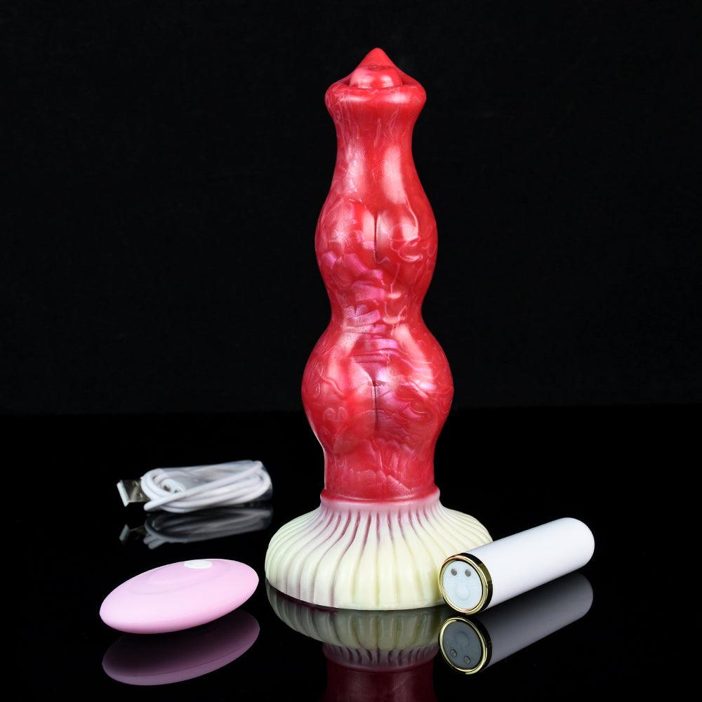 🐶Knotted Dog Vibrator – 7.87” Fantasy Dildo with Suction & Vibes - BeastGasm