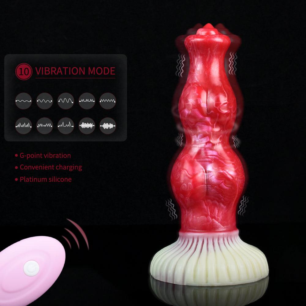 🐶Knotted Dog Vibrator – 7.87” Fantasy Dildo with Suction & Vibes - BeastGasm