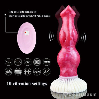 🐶Knotted Dog Vibrator – 7.87” Fantasy Dildo with Suction & Vibes - BeastGasm
