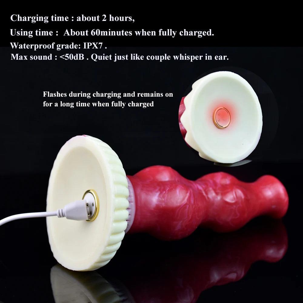 🐶Knotted Dog Vibrator – 7.87” Fantasy Dildo with Suction & Vibes - BeastGasm