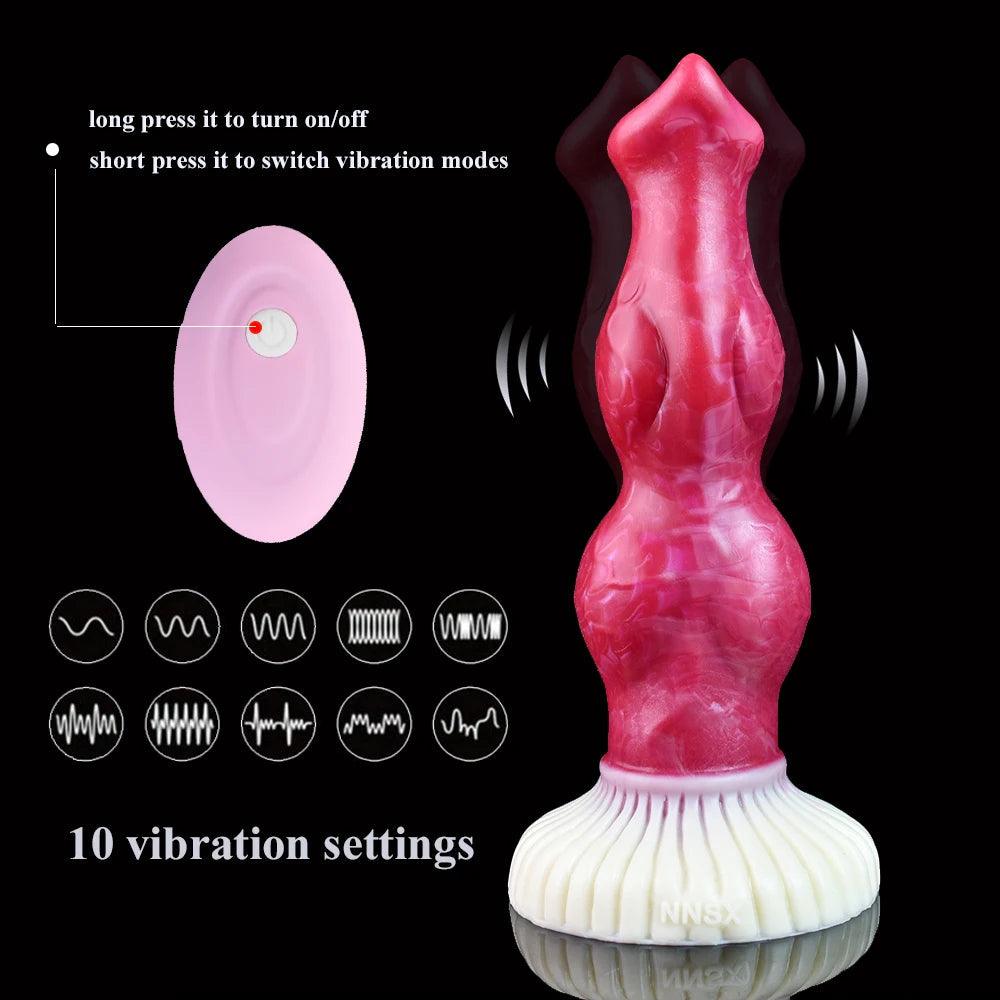 🐶Knotted Dog Vibrator – 7.87” Fantasy Dildo with Suction & Vibes - BeastGasm