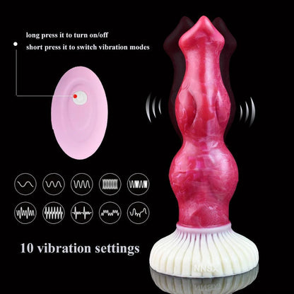🐶Knotted Dog Vibrator – 7.87” Fantasy Dildo with Suction & Vibes - BeastGasm