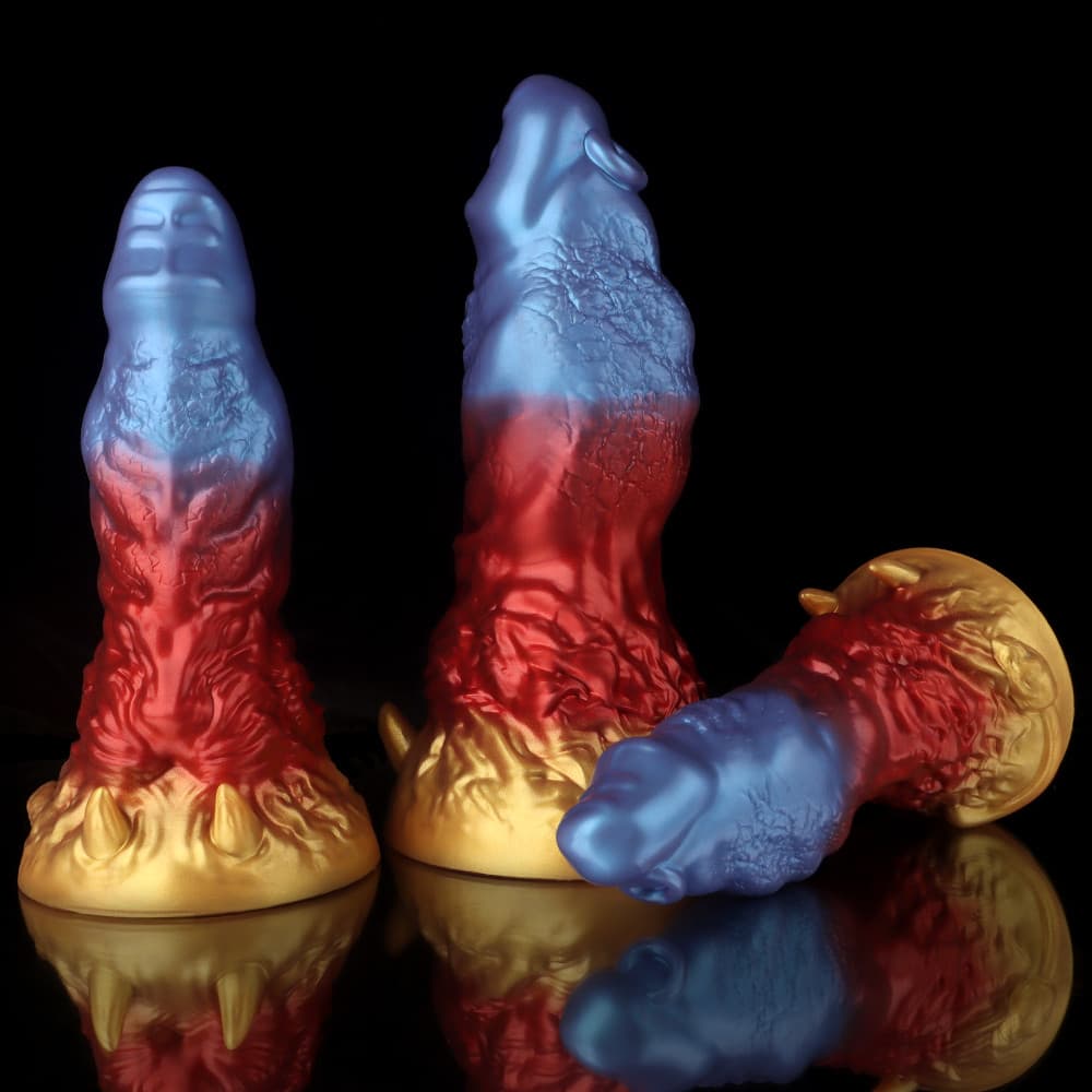 Leo Gradient Red Purple Gold Fantasy Dildo - BeastGasm