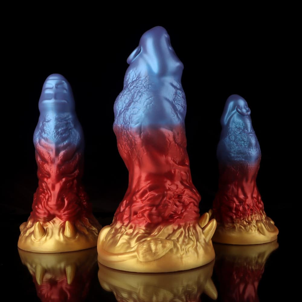 Leo Gradient Red Purple Gold Fantasy Dildo - BeastGasm
