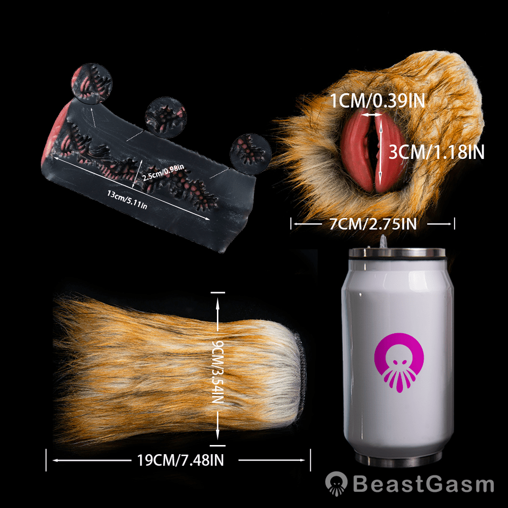 🦁 Lioness Fury Pocket Pussy | Removable Fur Male Masturbator - BeastGasm