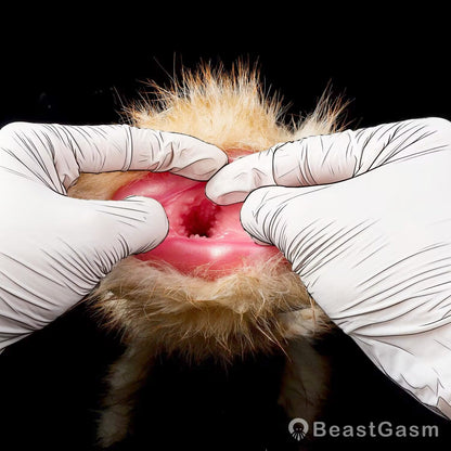 🐰 Lop Rabbit Furry Pocket Pussy | Snap-Off Plush Male Masturbator - BeastGasm