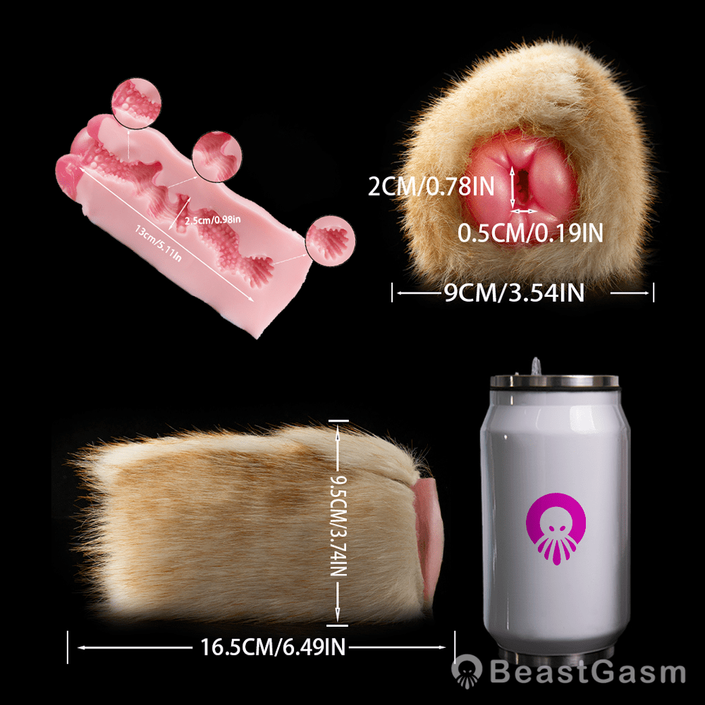 🐰 Lop Rabbit Furry Pocket Pussy | Snap-Off Plush Male Masturbator - BeastGasm