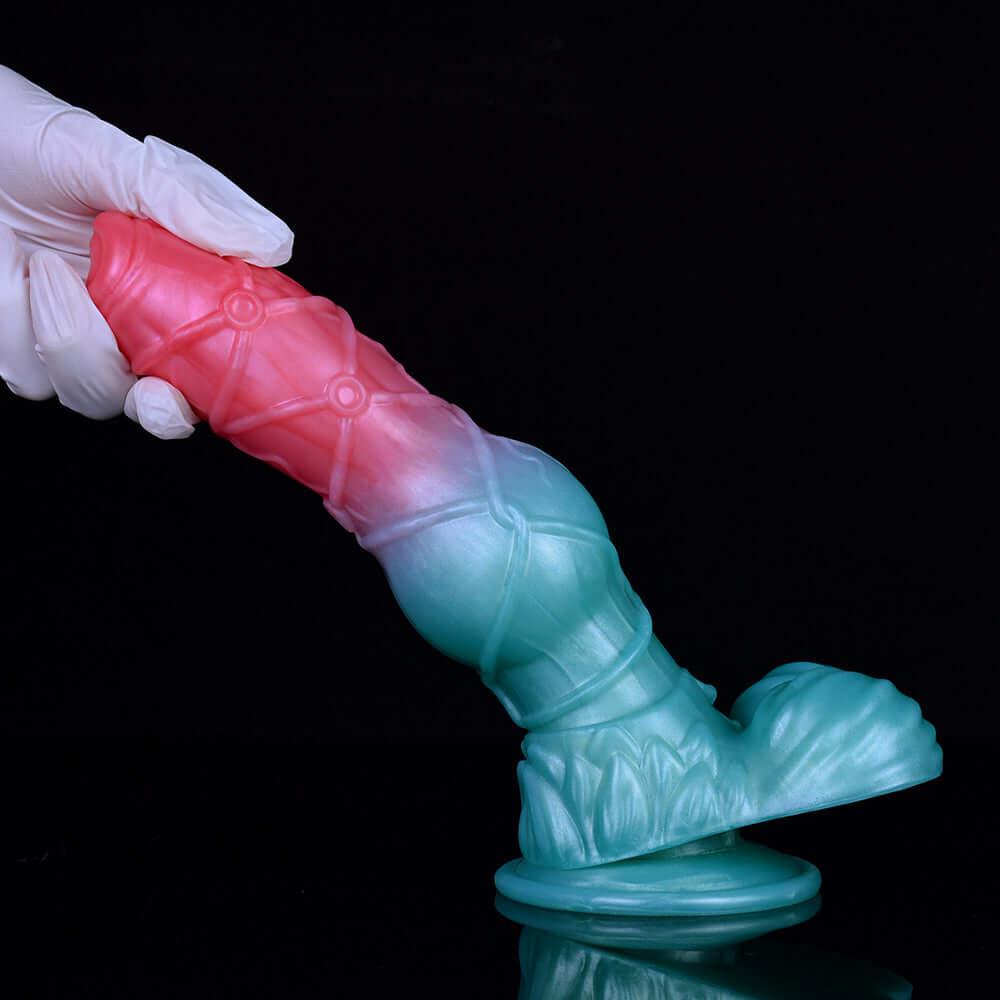 👽 Lucien Knotted Dog Dildo – 9.4” Platinum Silicone Fantasy Toy - BeastGasm