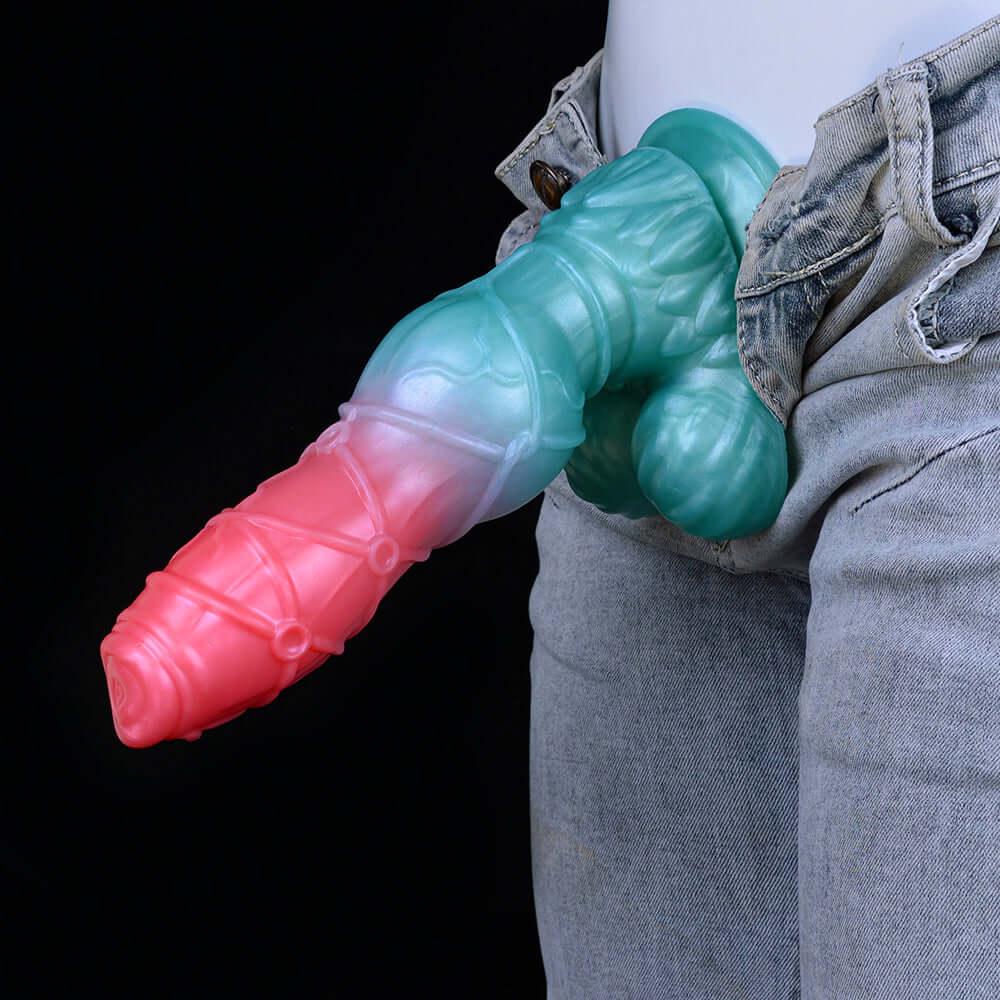 👽 Lucien Knotted Dog Dildo – 9.4” Platinum Silicone Fantasy Toy - BeastGasm